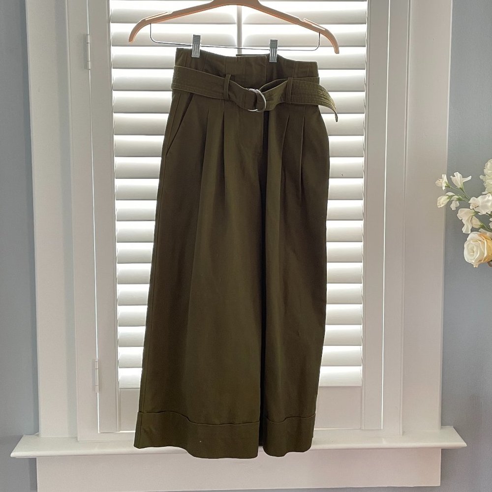 Adam Lippes Green Paper Bag Pants Culottes